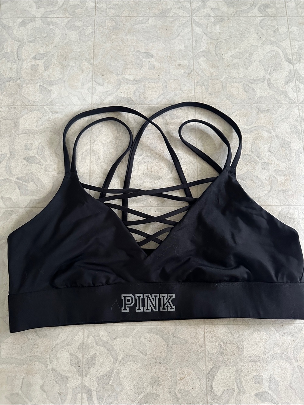 PINK Victoria's Secret ultimate Black Strappy Crisscross Bralette